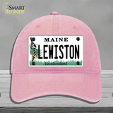 Lewiston Maine Novelty License Plate Hat Unconstructed Cotton / Pink