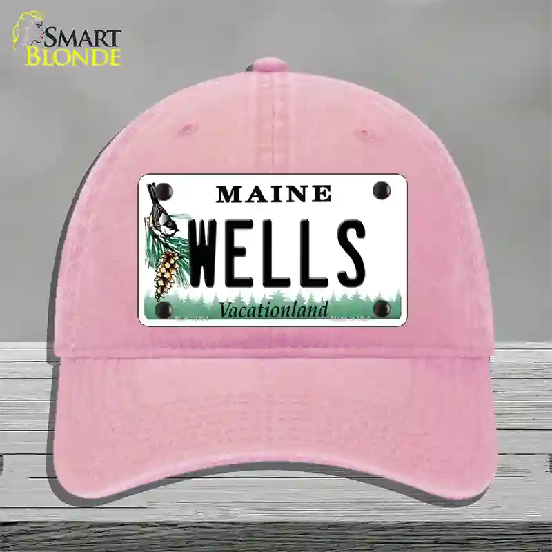 Wells Maine Novelty License Plate Hat Unconstructed Cotton / Pink