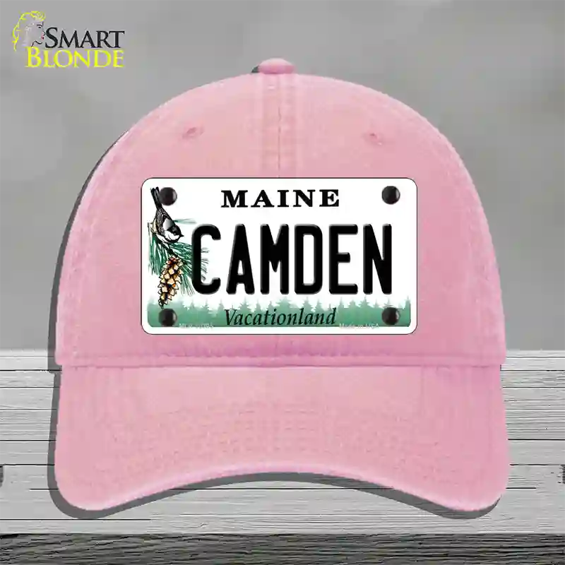 Camden Maine Novelty License Plate Hat Unconstructed Cotton / Pink