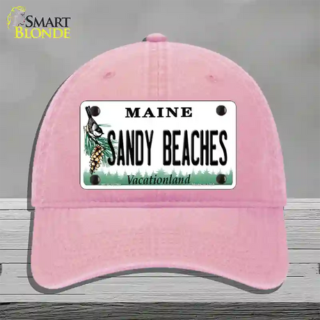 Sandy Beaches Maine Novelty License Plate Hat Unconstructed Cotton / Pink