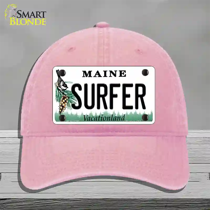 Surfer Maine Novelty License Plate Hat Unconstructed Cotton / Pink