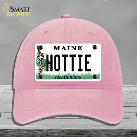 Hottie Maine Novelty License Plate Hat Unconstructed Cotton / Pink