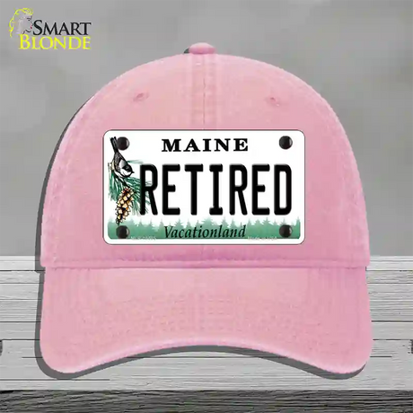 Retired Maine Novelty License Plate Hat Unconstructed Cotton / Pink