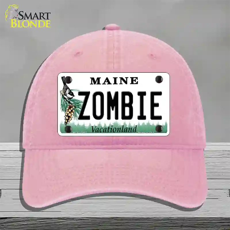 Zombie Maine Novelty License Plate Hat Unconstructed Cotton / Pink