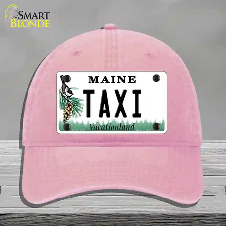 Taxi Maine Novelty License Plate Hat Unconstructed Cotton / Pink