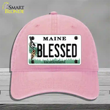 Blessed Maine Novelty License Plate Hat Unconstructed Cotton / Pink