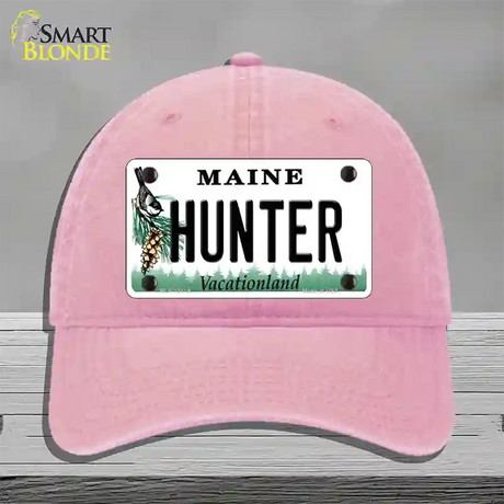 Hunter Maine Novelty License Plate Hat Unconstructed Cotton / Pink