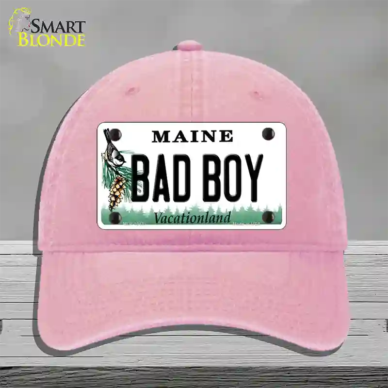 Bad Boy Maine Novelty License Plate Hat Unconstructed Cotton / Pink