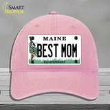 Best Mom Maine Novelty License Plate Hat Unconstructed Cotton / Pink