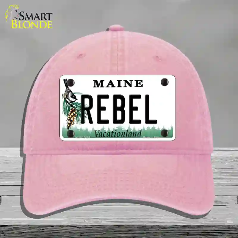 Rebel Maine Novelty License Plate Hat Unconstructed Cotton / Pink