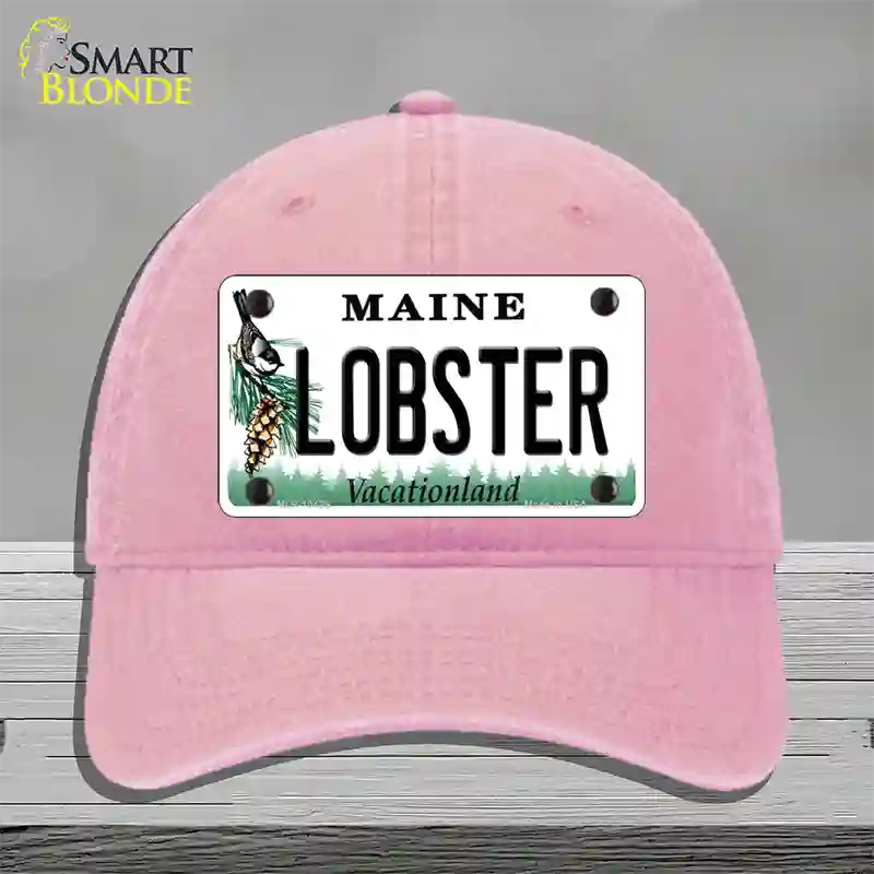 Lobster Maine Novelty License Plate Hat Unconstructed Cotton / Pink