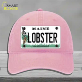 Lobster Maine Novelty License Plate Hat Unconstructed Cotton / Pink