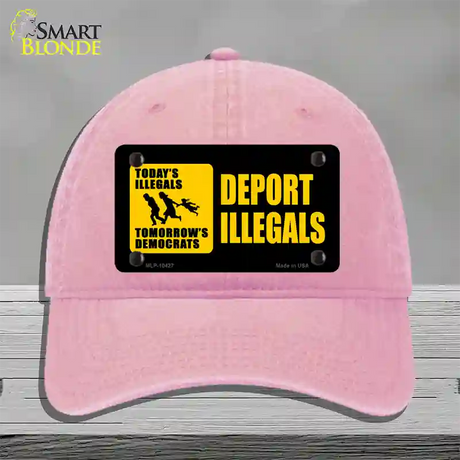 Deport Illegals Novelty License Plate Hat Unconstructed Cotton / Pink