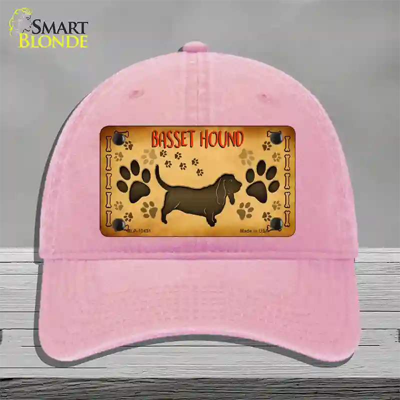 Basset Hound Novelty License Plate Hat Unconstructed Cotton / Pink