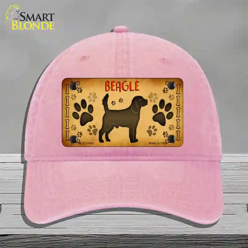 Beagle Novelty License Plate Hat Unconstructed Cotton / Pink