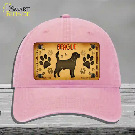 Beagle Novelty License Plate Hat Unconstructed Cotton / Pink