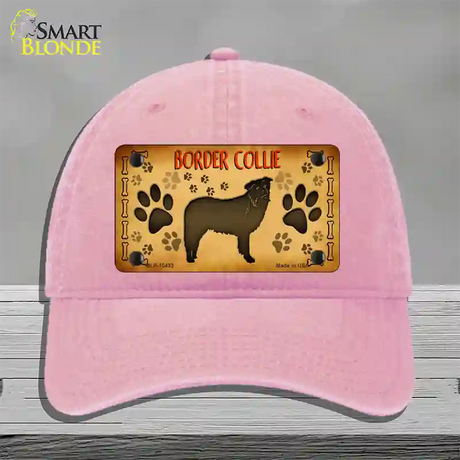 Border Collie Novelty License Plate Hat Unconstructed Cotton / Pink