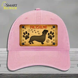 Dachshund Novelty License Plate Hat Unconstructed Cotton / Pink