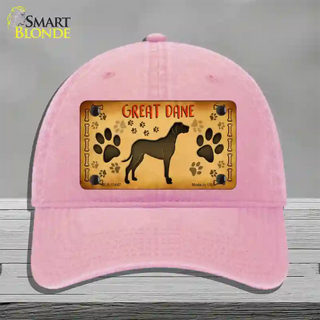 Great Dane Novelty License Plate Hat Unconstructed Cotton / Pink