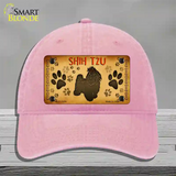 Shih Tzu Novelty License Plate Hat Unconstructed Cotton / Pink