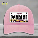 I Love Maryland Novelty License Plate Hat Unconstructed Cotton / Pink