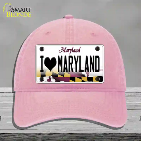 I Love Maryland Novelty License Plate Hat Unconstructed Cotton / Pink