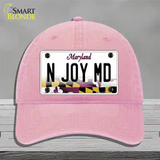 N Joy MD Maryland Novelty License Plate Hat Unconstructed Cotton / Pink