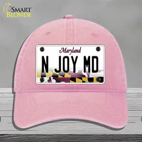 N Joy MD Maryland Novelty License Plate Hat Unconstructed Cotton / Pink