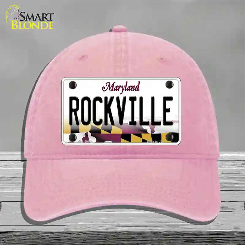 Rockville Maryland Novelty License Plate Hat Unconstructed Cotton / Pink