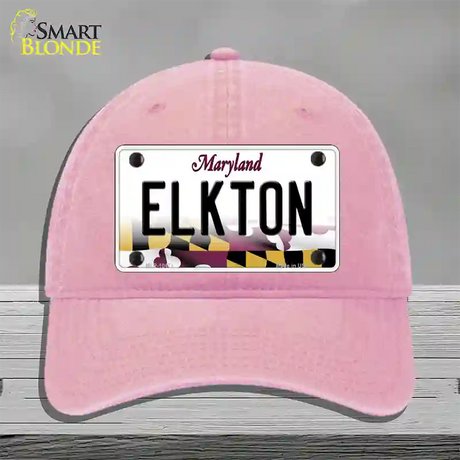 Elkton Maryland Novelty License Plate Hat Unconstructed Cotton / Pink