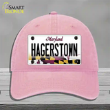 Hagerstown Maryland Novelty License Plate Hat Unconstructed Cotton / Pink