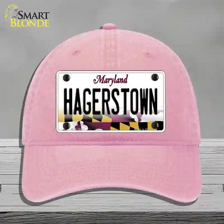 Hagerstown Maryland Novelty License Plate Hat Unconstructed Cotton / Pink