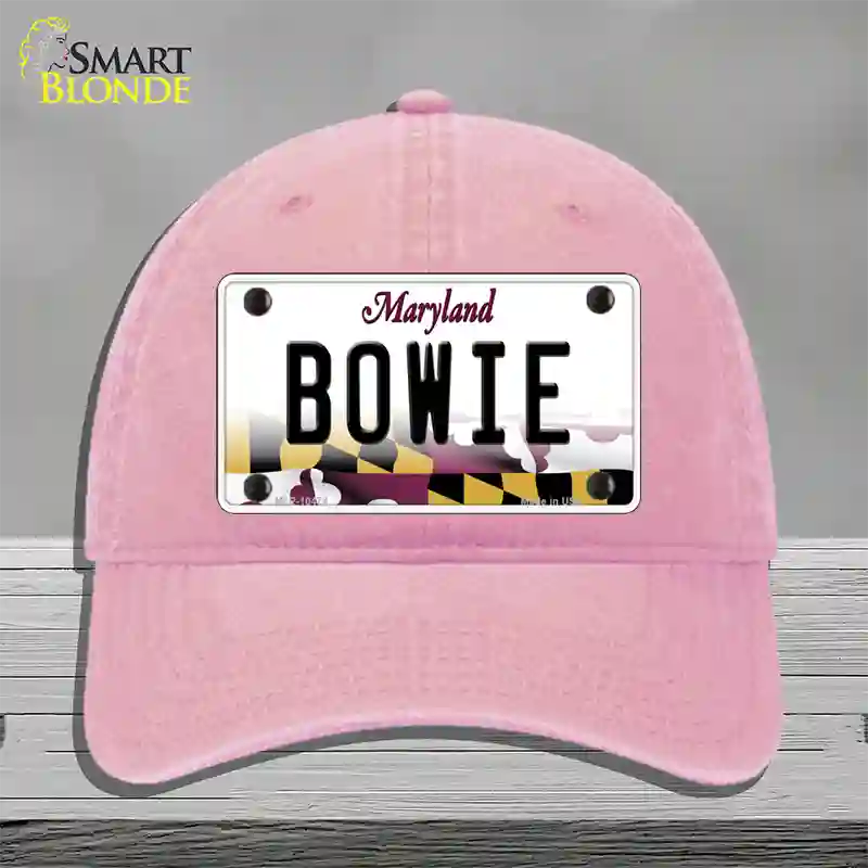 Bowie Maryland Novelty License Plate Hat Unconstructed Cotton / Pink