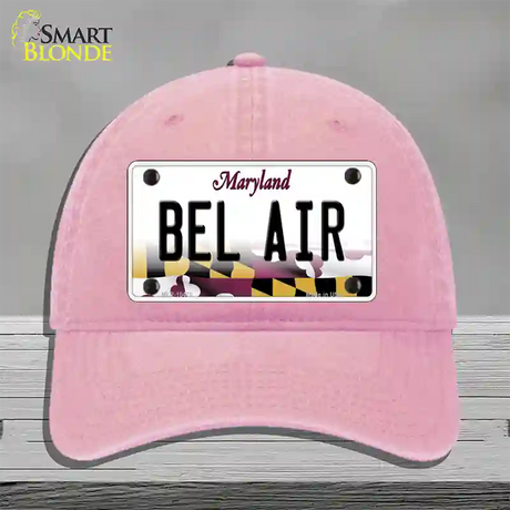 Bel Air Maryland Novelty License Plate Hat Unconstructed Cotton / Pink