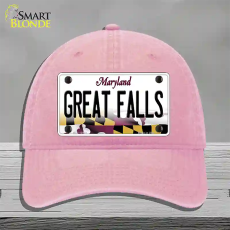 Great Falls Maryland Novelty License Plate Hat Unconstructed Cotton / Pink