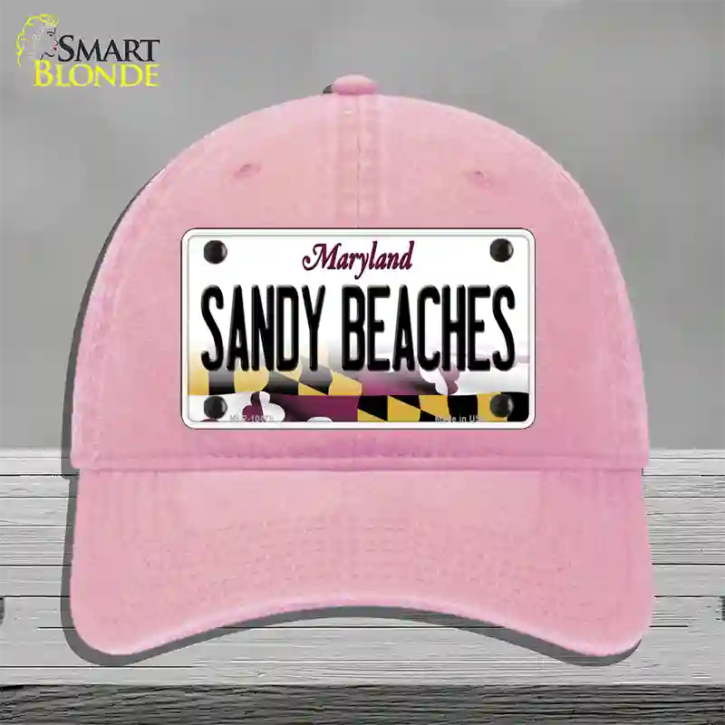 Sandy Beaches Maryland Novelty License Plate Hat Unconstructed Cotton / Pink