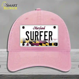 Surfer Maryland Novelty License Plate Hat Unconstructed Cotton / Pink