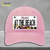 At The Beach Maryland Novelty License Plate Hat Unconstructed Cotton / Pink