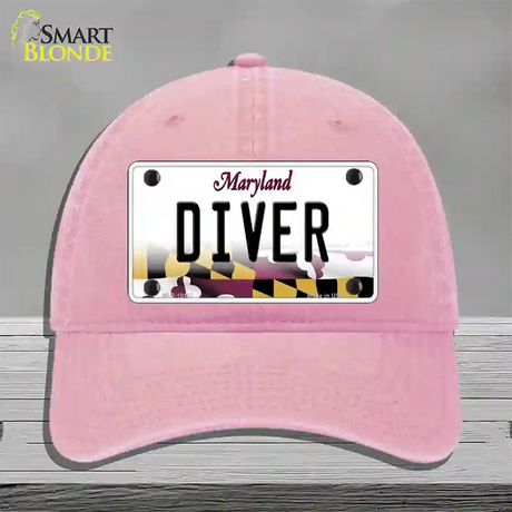 Diver Maryland Novelty License Plate Hat Unconstructed Cotton / Pink