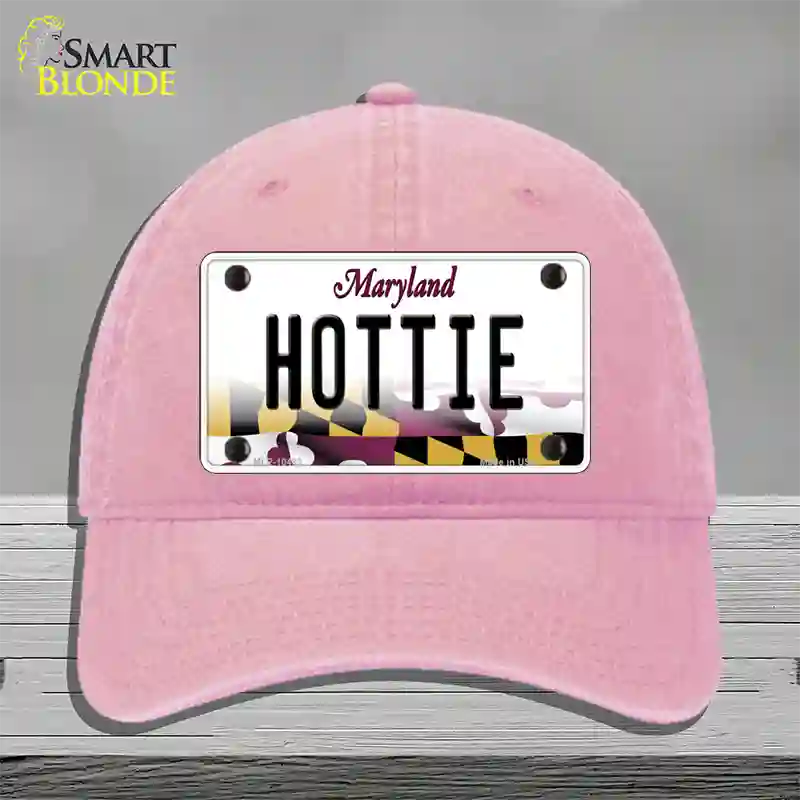 Hottie Maryland Novelty License Plate Hat Unconstructed Cotton / Pink