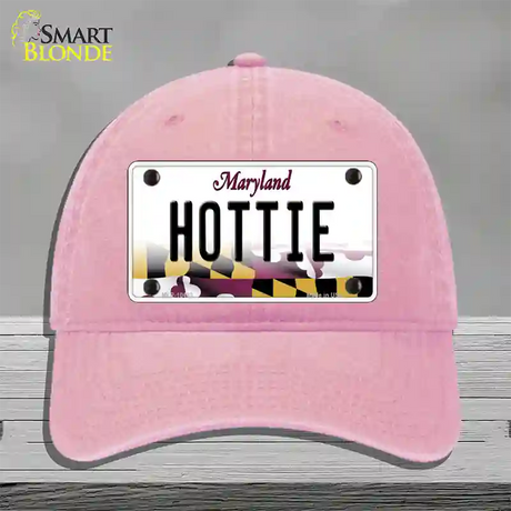 Hottie Maryland Novelty License Plate Hat Unconstructed Cotton / Pink