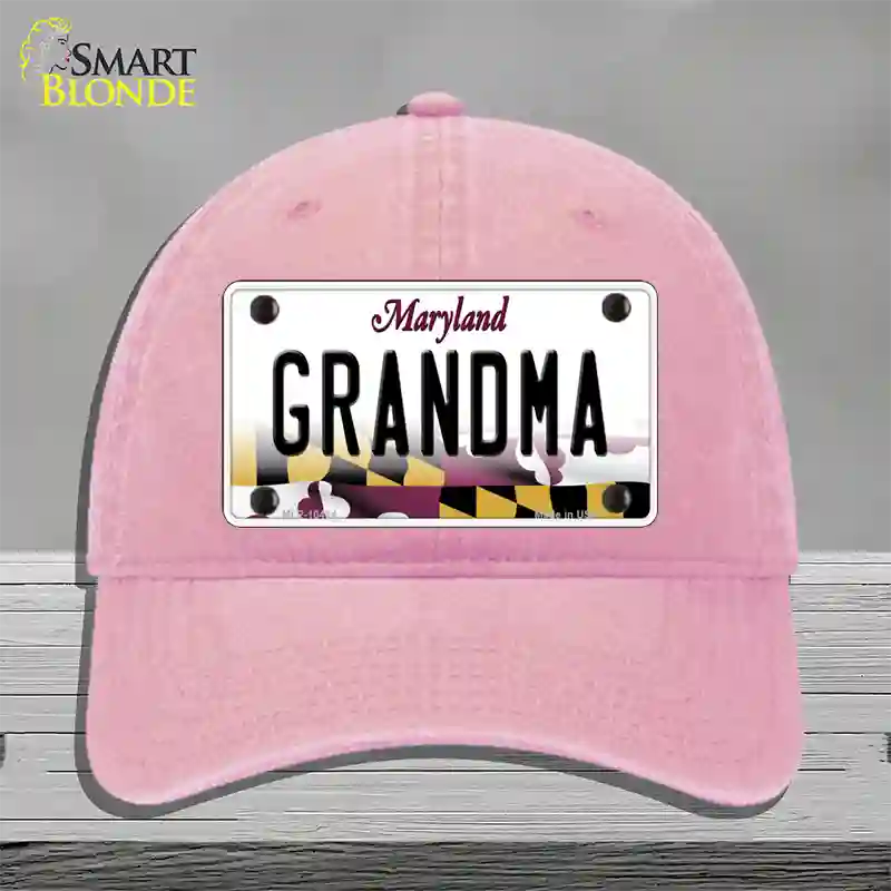 Grandma Maryland Novelty License Plate Hat Unconstructed Cotton / Pink