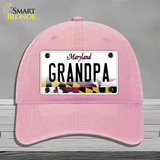 Grandpa Maryland Novelty License Plate Hat Unconstructed Cotton / Pink