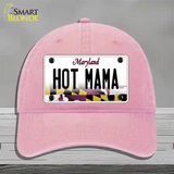 Hot Mama Maryland Novelty License Plate Hat Unconstructed Cotton / Pink