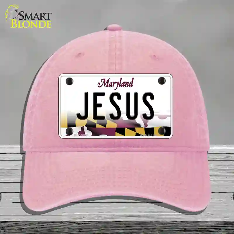 Jesus Maryland Novelty License Plate Hat Unconstructed Cotton / Pink