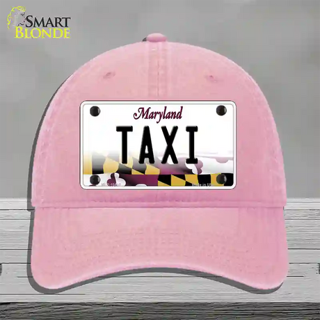 Taxi Maryland Novelty License Plate Hat Unconstructed Cotton / Pink