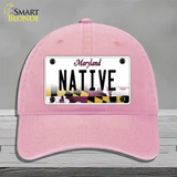 Native Maryland Novelty License Plate Hat Unconstructed Cotton / Pink