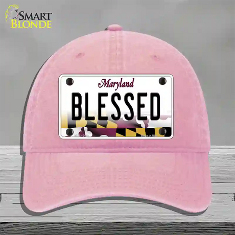 Blessed Maryland Novelty License Plate Hat Unconstructed Cotton / Pink