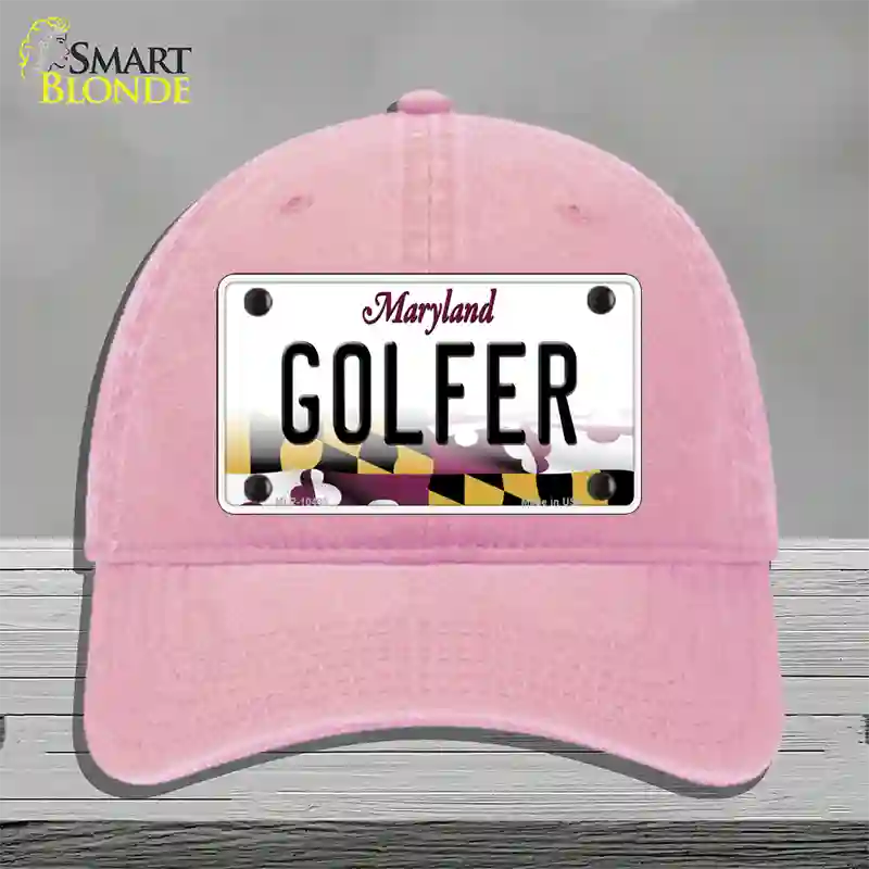 Golfer Maryland Novelty License Plate Hat Unconstructed Cotton / Pink