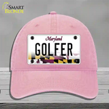 Golfer Maryland Novelty License Plate Hat Unconstructed Cotton / Pink